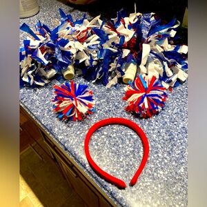 Buffalo Bills Red/White/Blue Headband and 2 Pom Poms All 3/$15